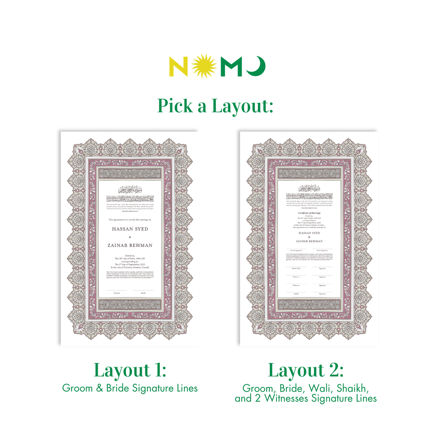 Tezhip Nikkah Certificate